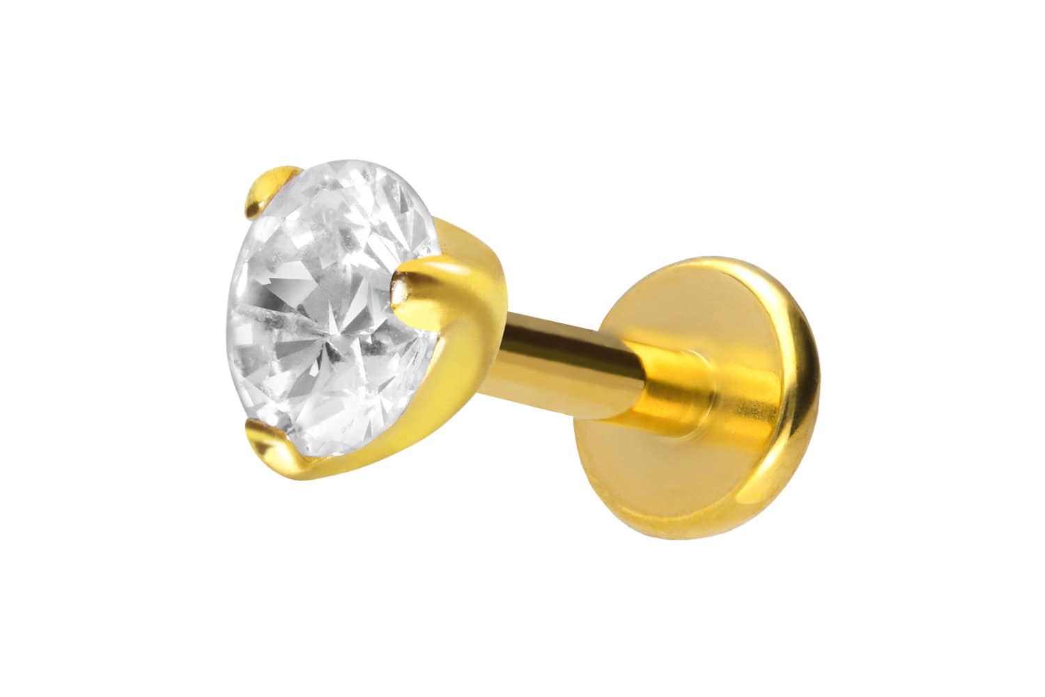 Titan Labret Piercing mit Innengewinde EINGEFASSTER KRISTALL